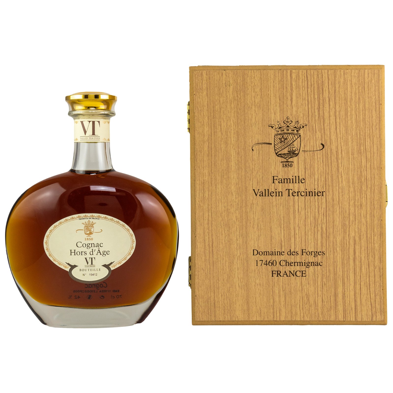Vallein Tercinier Hors d'Age Carafe Cognac in Holzbox