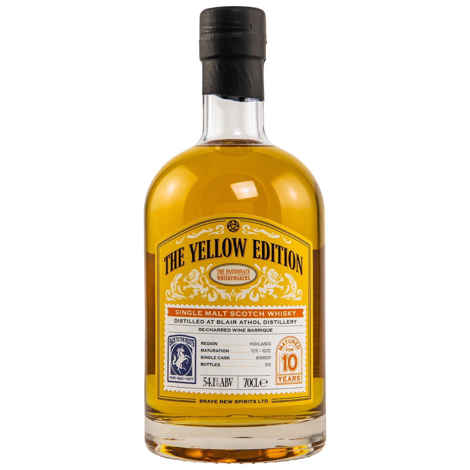 Blair Athol 2011/2022 - 10 Jahre Re-Charred Wine Barrique No. 308039 The Yellow Edition (Brave New Spirits)