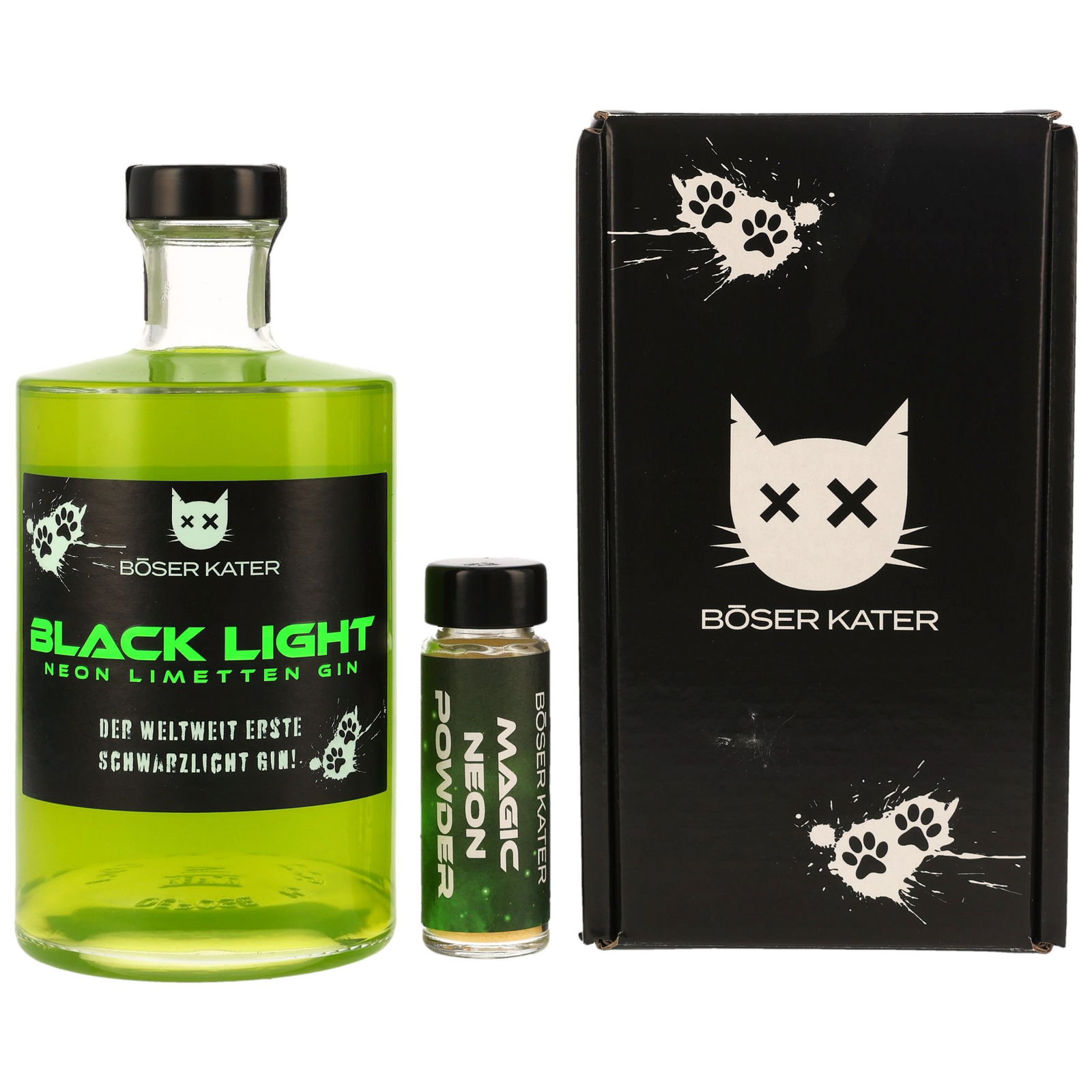 Böser Kater Black Light Neon Limetten Gin