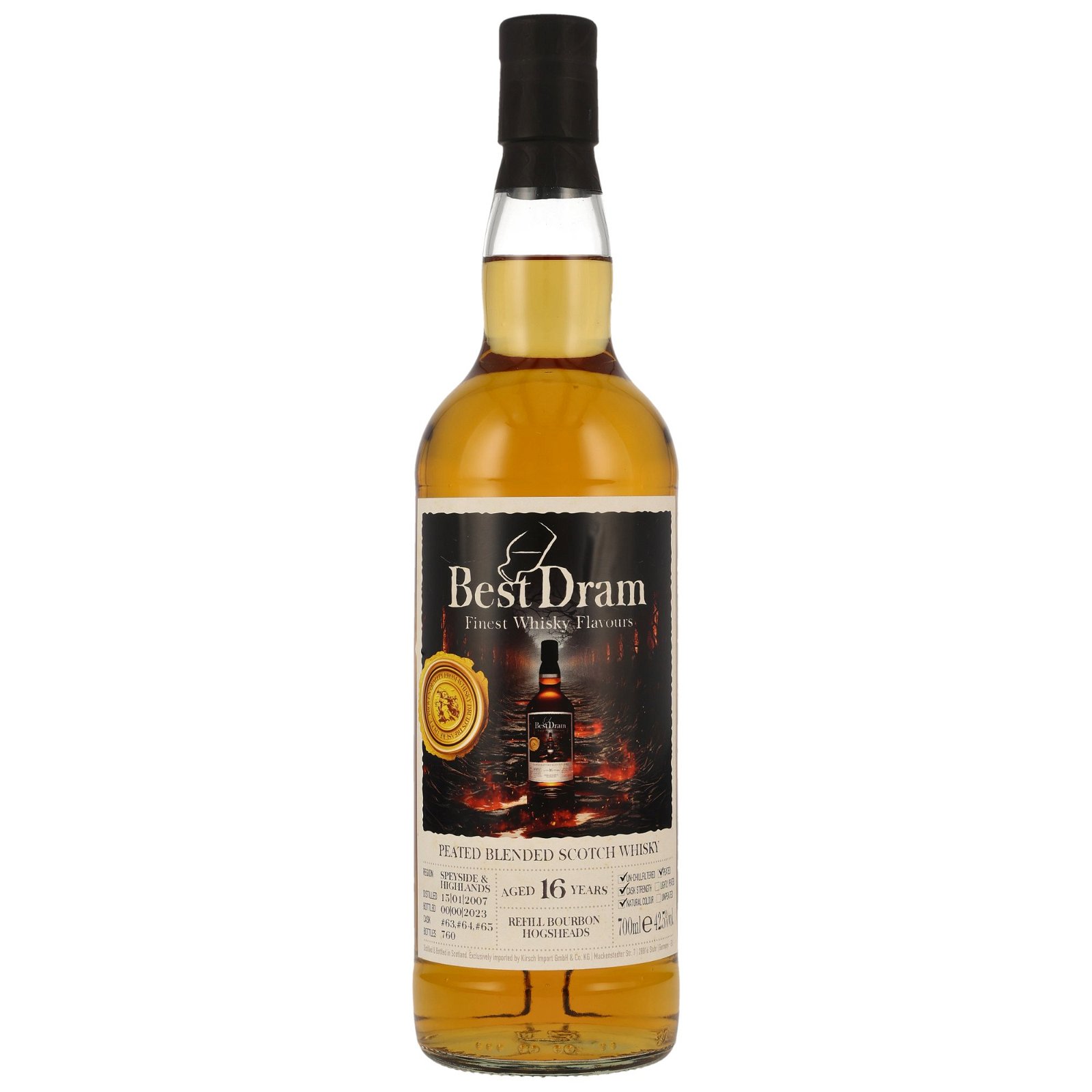 Peated Blended Scotch Whisky 2007/2023 - 16 Jahre Speyside & Highlands Refill Bourbon Hogsheads No. 63+64+65 (Best Dram)