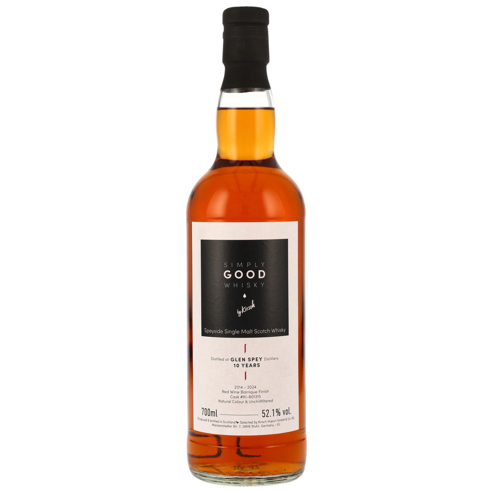 Glen Spey 2014/2024 - 10 ans Red Wine Barrique Finish No. #KI-801315 (Simply Good Whisky)