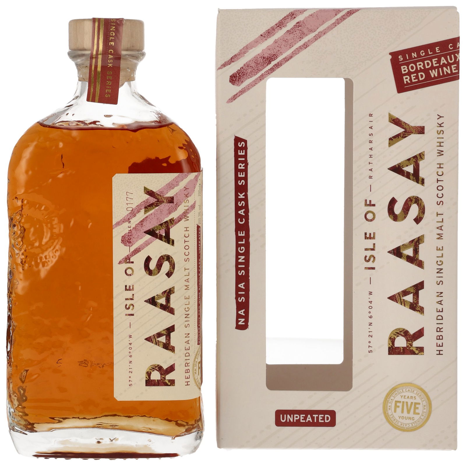 Isle of Raasay 5 ans Single Bordeaux Red Wine Cask No. 19/437 Na Sia Single Cask Series