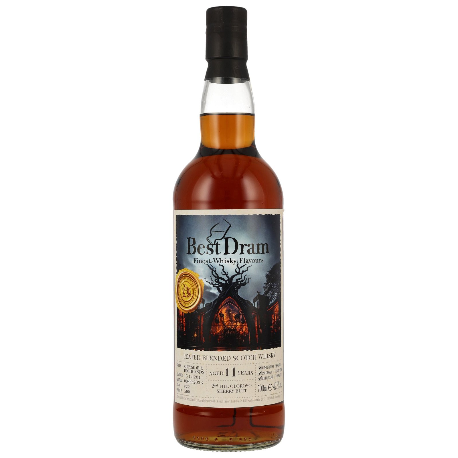 Peated Blended Scotch Whisky 2011/2023 - 11 Jahre Speyside & Highlands 2nd Fill Oloroso Sherry Butt No. 22 (Best Dram)