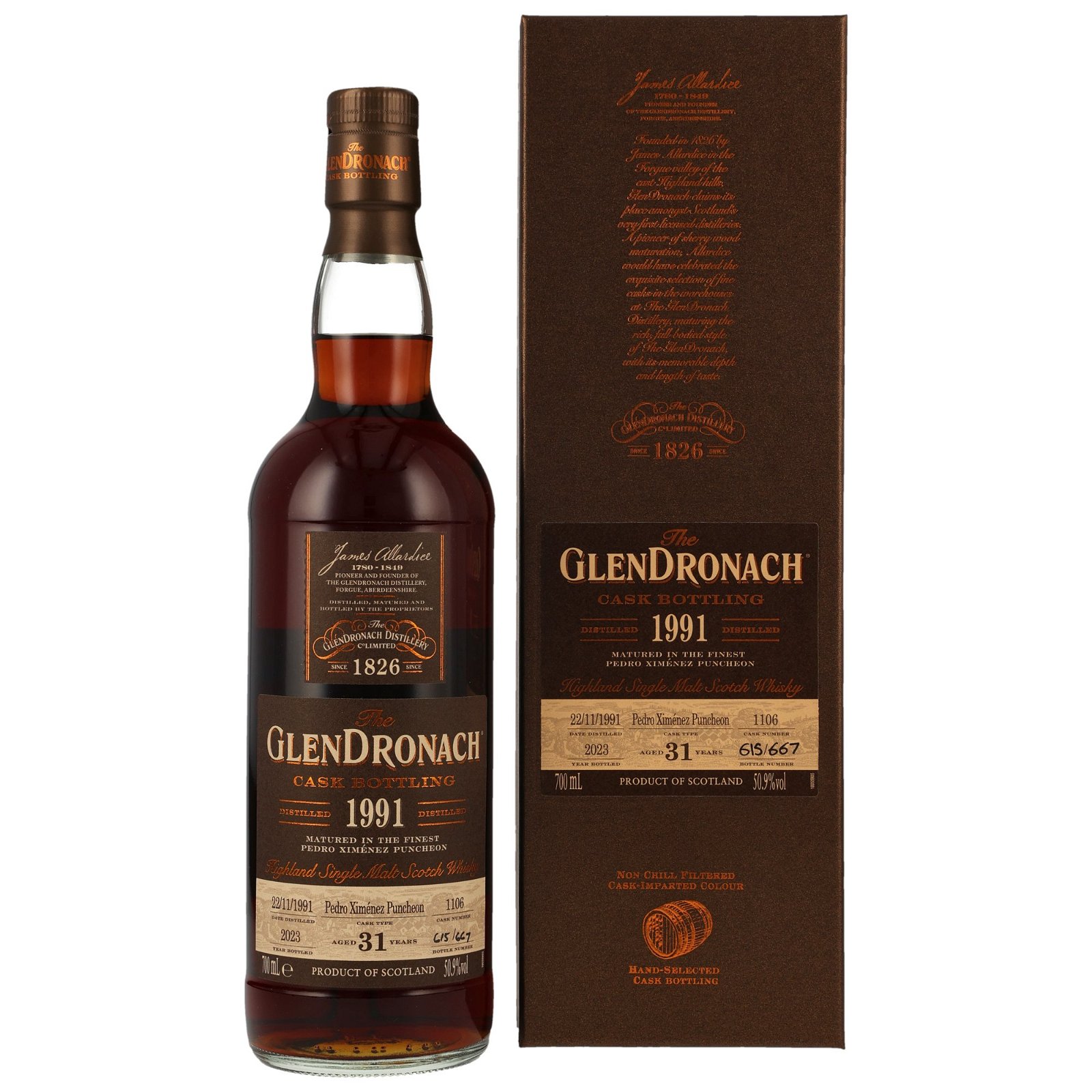 GlenDronach 1991/2023 - 31 Jahre Pedro Ximénez Puncheon Nr. 1106 Cask Bottling