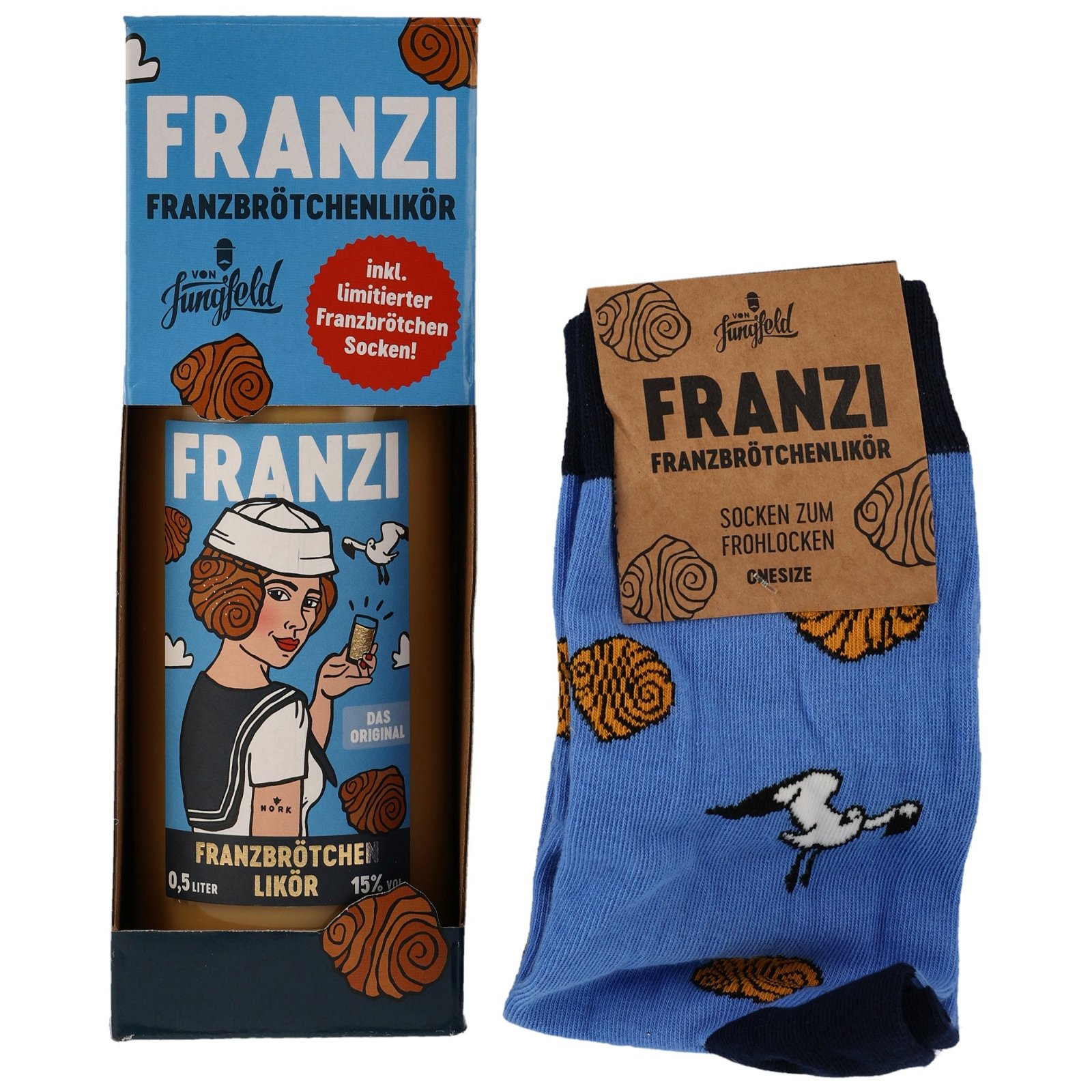 Franzi Franzbrötchenlikör Set mit Socken
