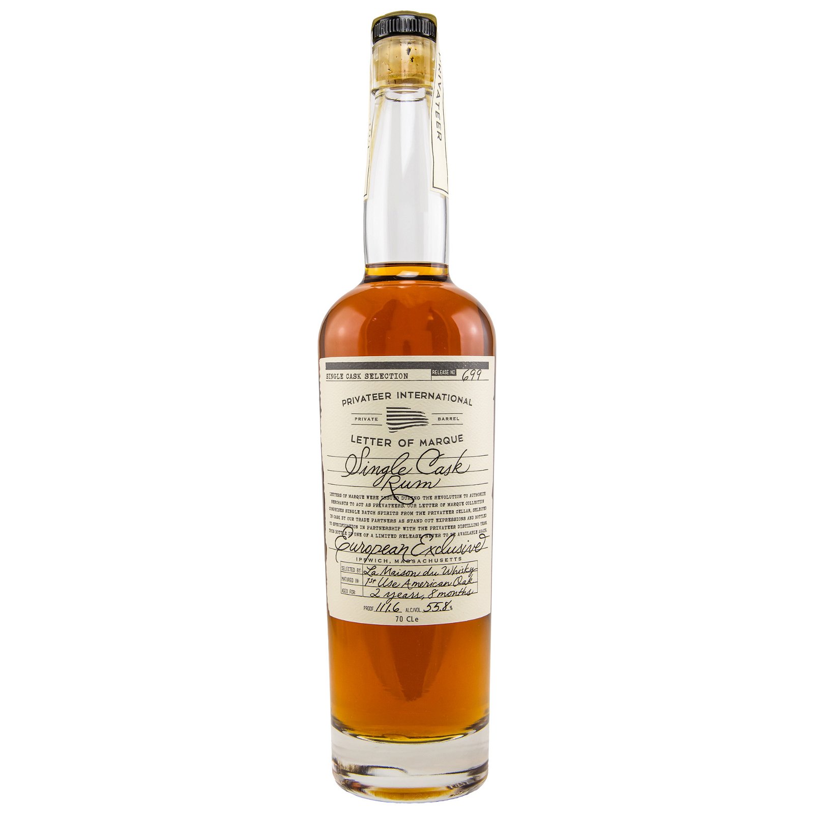 Privateer 2 Jahre European Exclusive 1st Use American Oak Single Cask No. 699 Letter of Marque