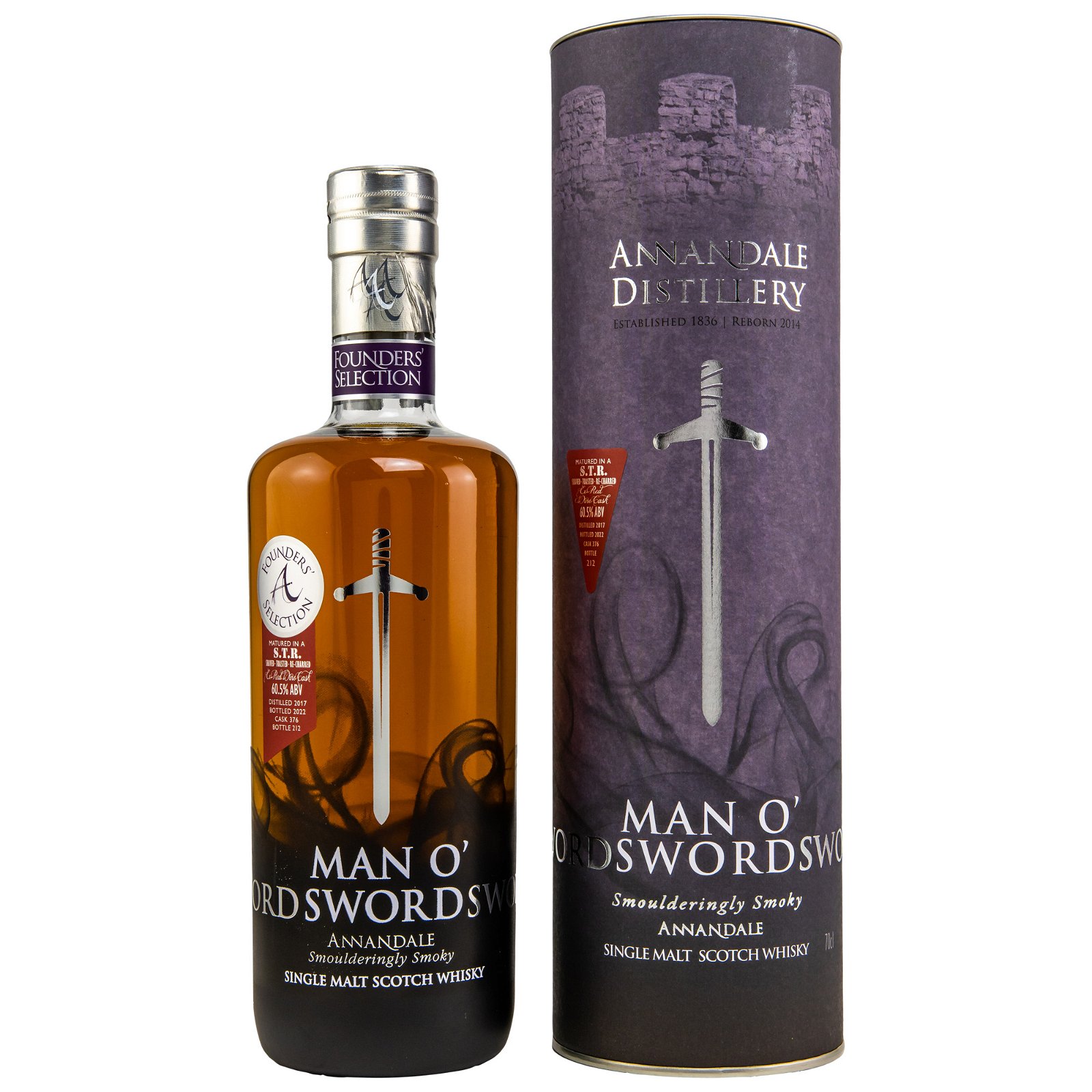 Annandale 2017/2022 Man O' Sword Founders Selection Single S.T.R. Red Wine Cask No. 376