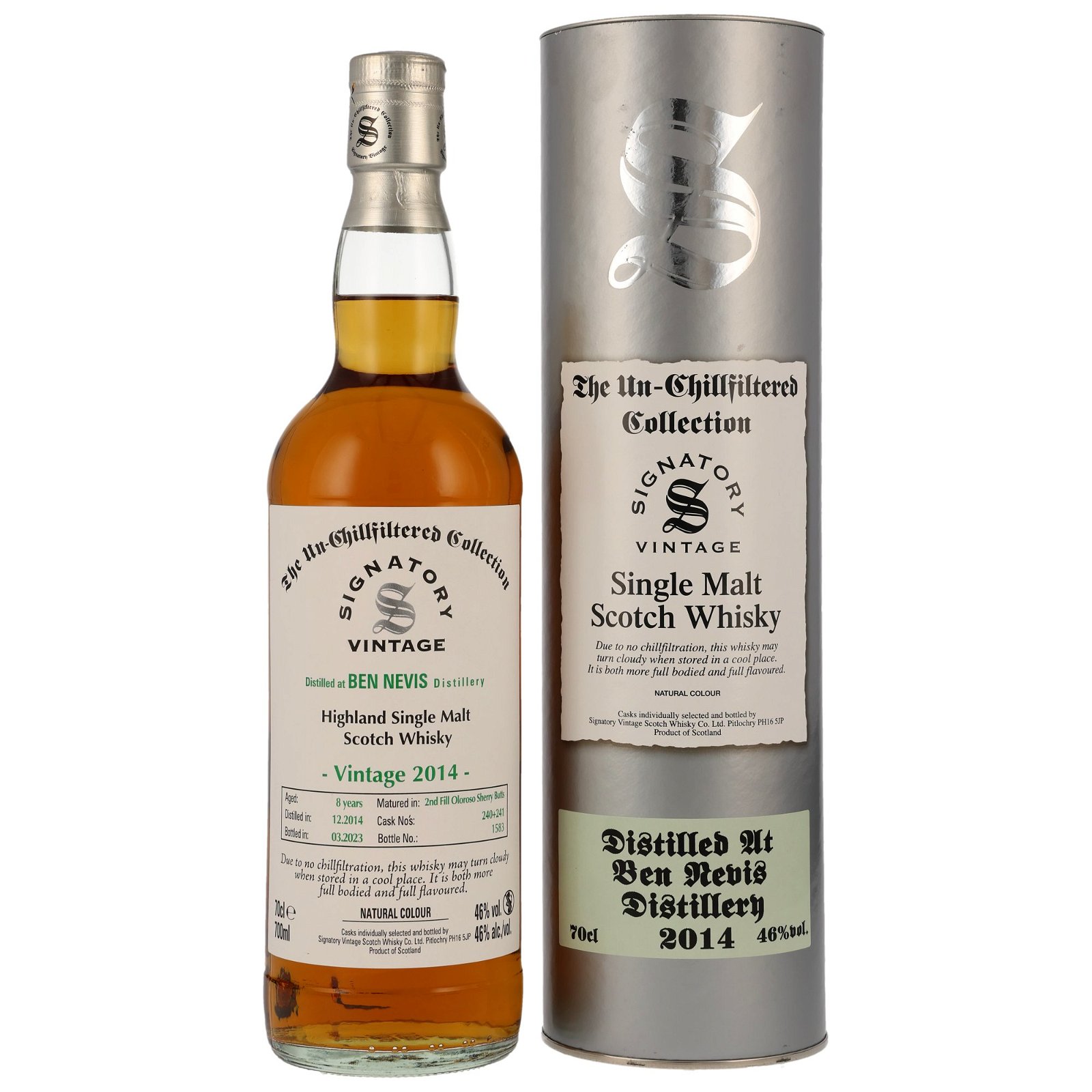 Ben Nevis 2014/2023 - 8 Jahre 2nd Fill Oloroso Sherry Butt No. 240+241 The Un-Chillfiltered Collection (Signatory)