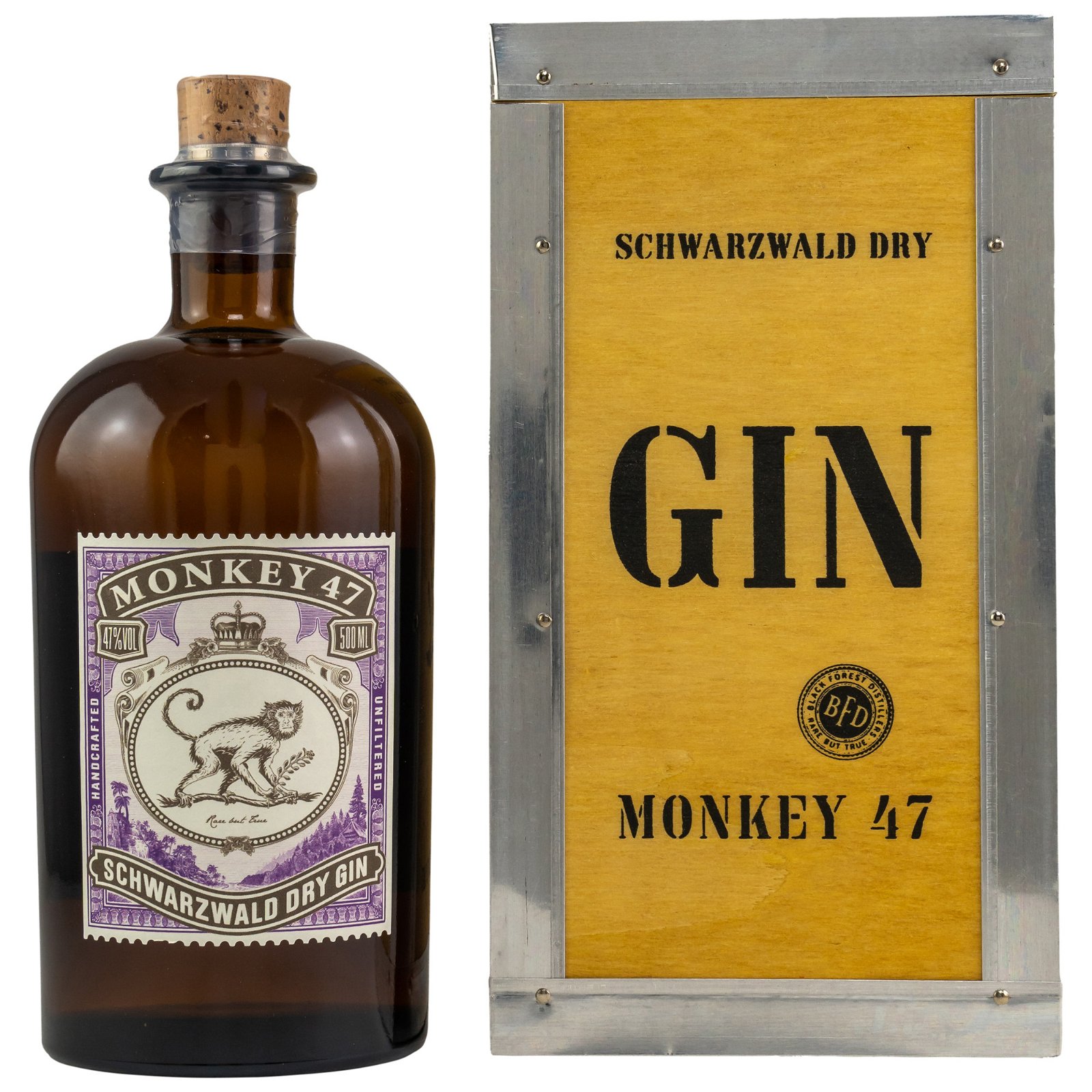 Monkey 47 Schwarzwald Dry Gin mit Holzbox