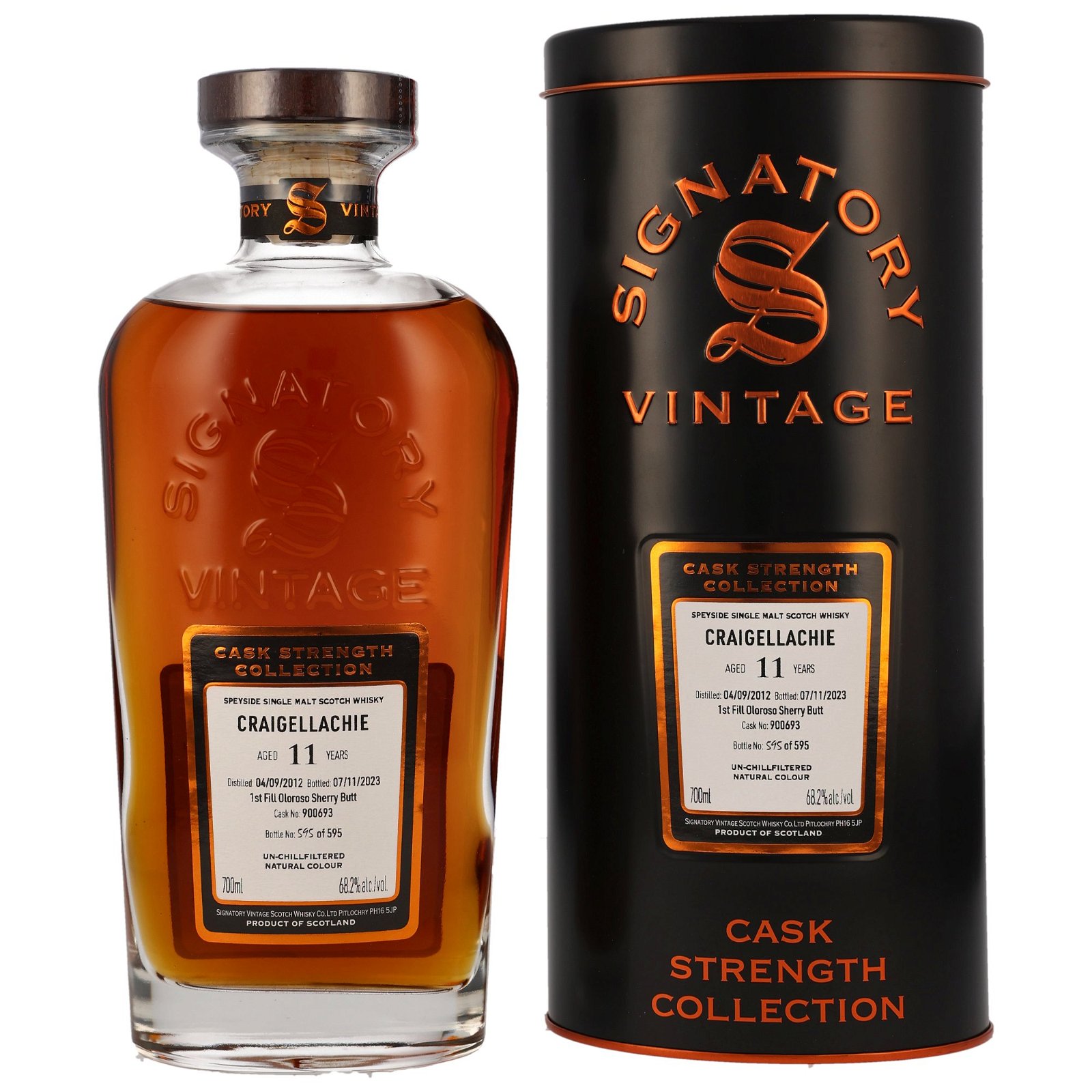Craigellachie 2012/2023 - 11 Jahre 1st Fill Oloroso Sherry Butt No. 900693 Cask Strength Collection (Signatory)