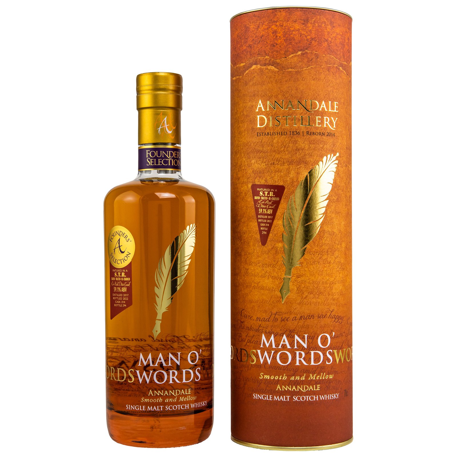 Annandale 2017/2022 Man O' Words Founders Selection Single S.T.R. Red Wine Cask No. 314