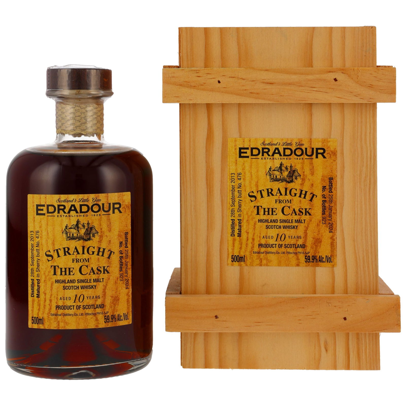 Edradour 2013/2024 - 10 Jahre Single Sherry Butt No. 476 in Holzbox SFTC