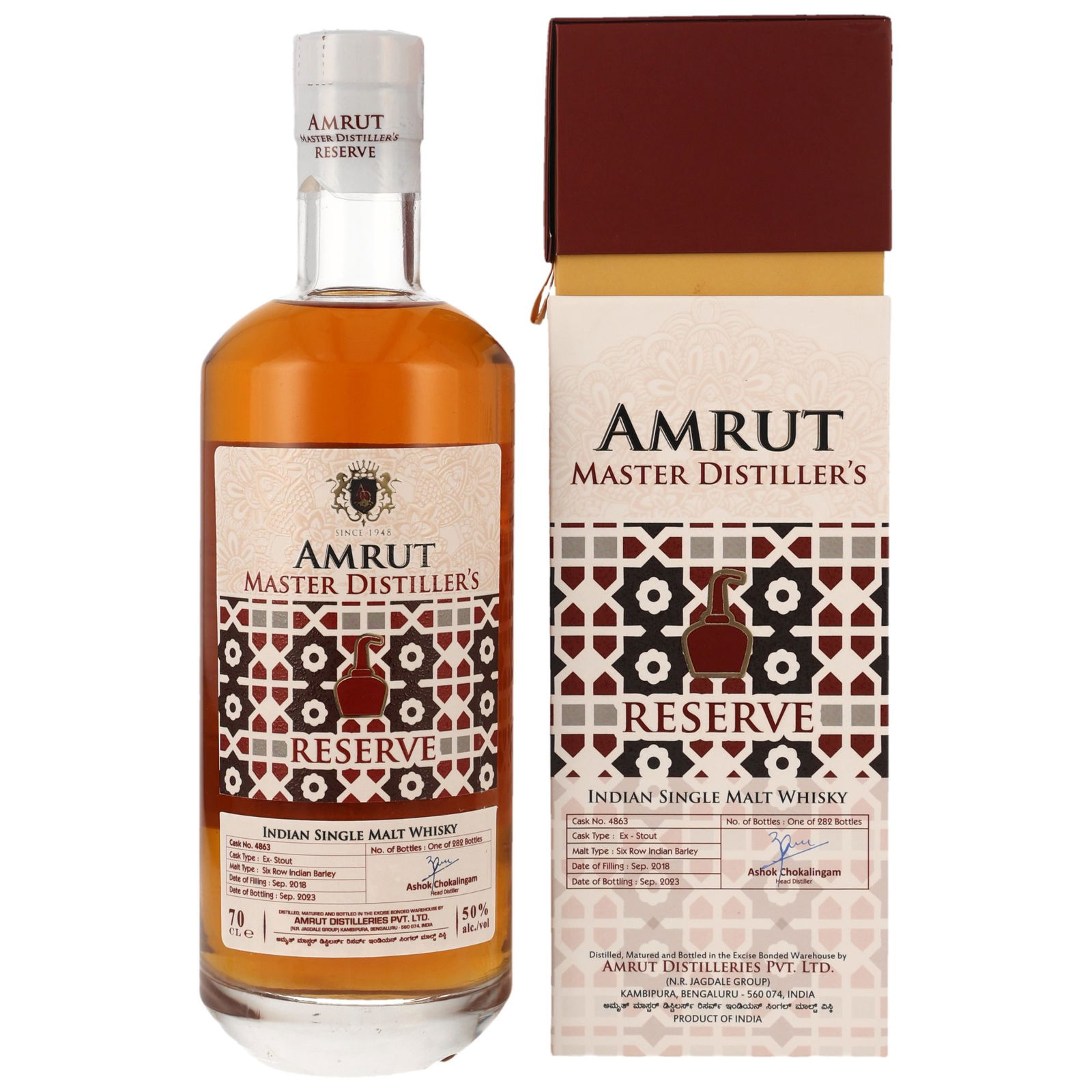 Amrut 2018/2023 Ex-Stout Cask #4863 Master Distiller's Reserve