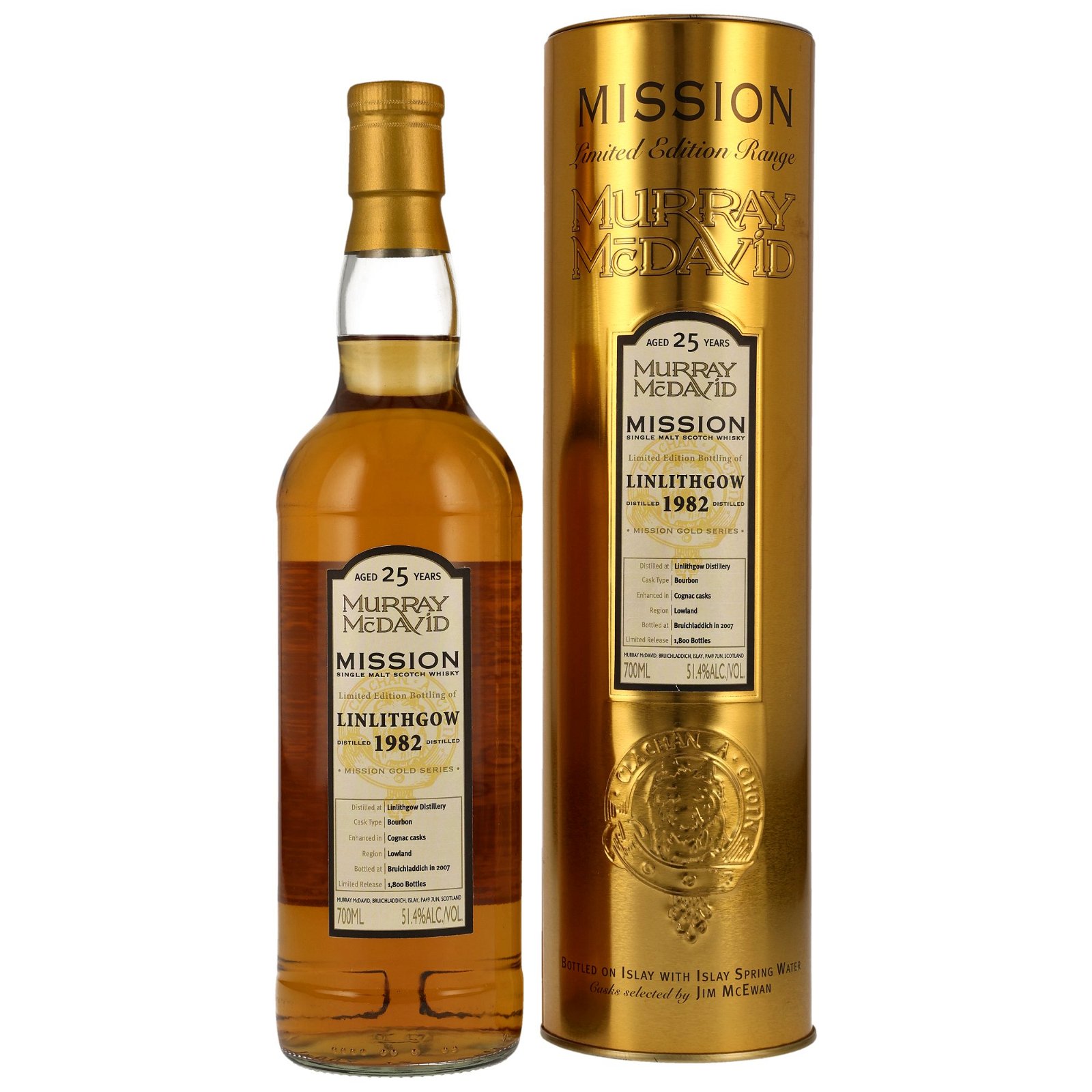 Linlithgow 1982/2007 - 25 Jahre Cognac Cask Finish mit Tube Mission Gold (Murray McDavid)