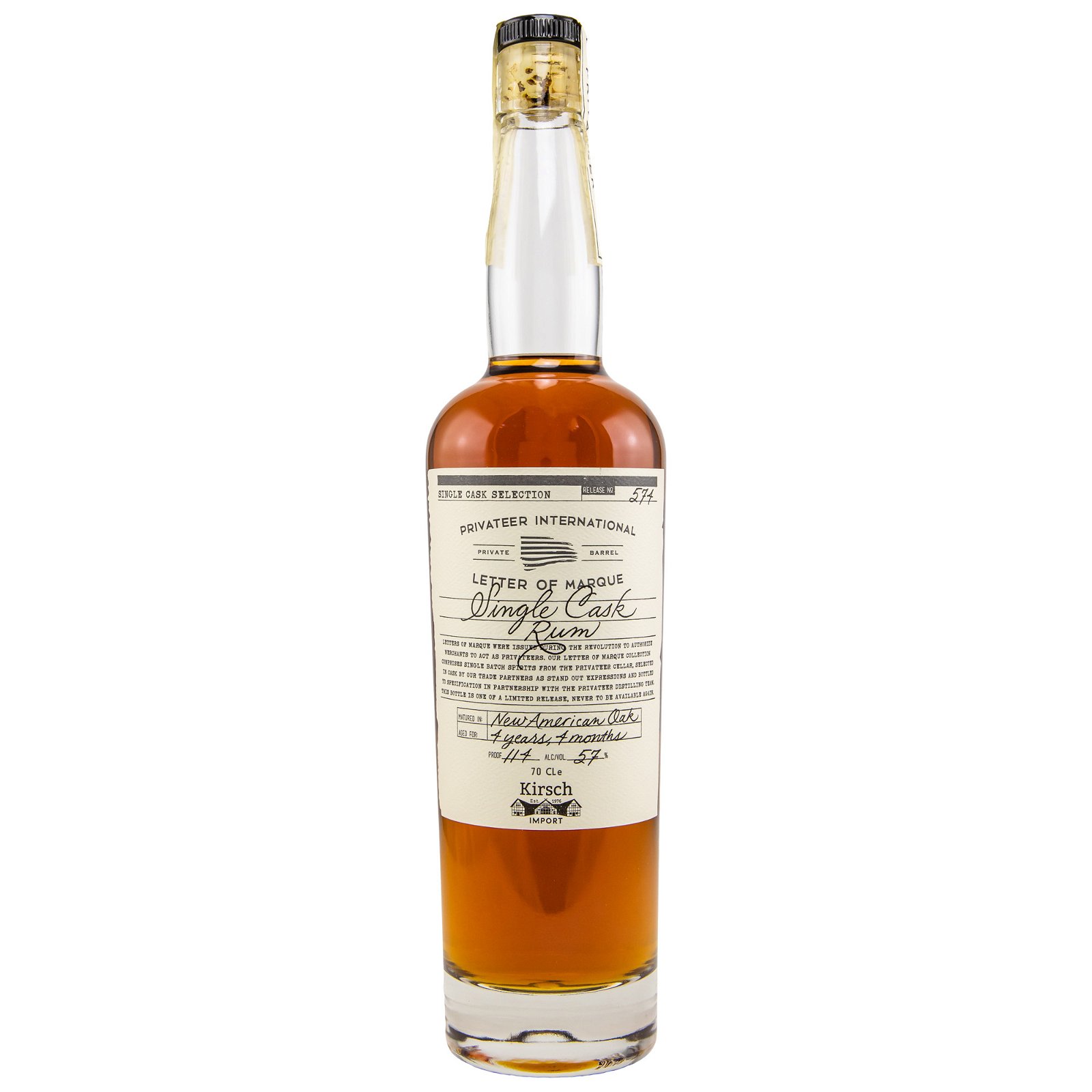 Privateer 4 Jahre New American Oak Single Cask No. 574 Letter of Marque