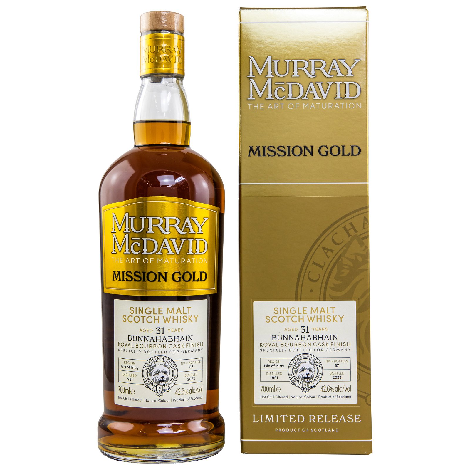 Bunnahabhain 1991/2023 - 31 Jahre Koval Bourbon Finish No. 1925536 Germany exclusive Mission Gold (Murray McDavid)