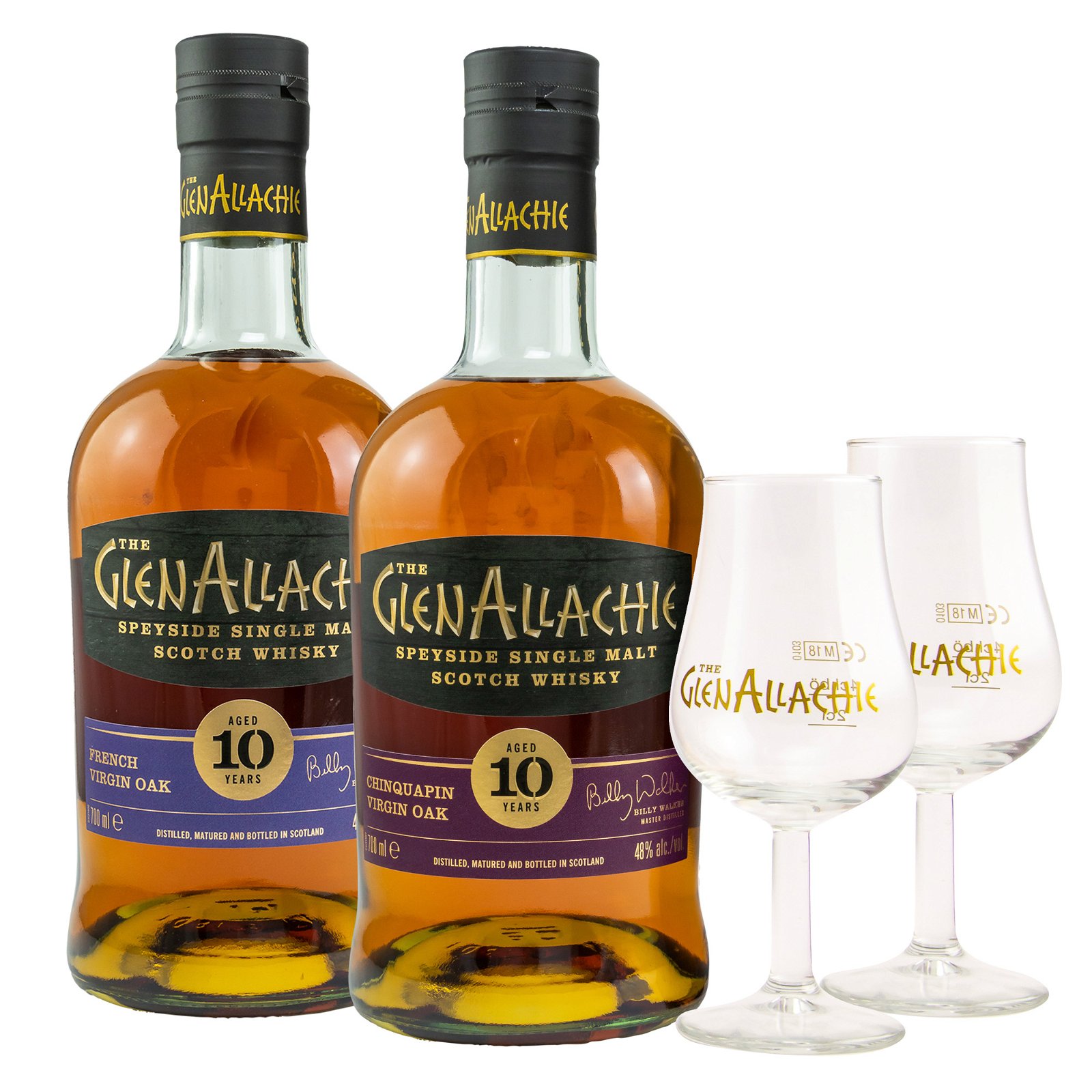 GlenAllachie Virgin Oak Series Set Chinquapin & French Virgin Oak + 2 Gläser 