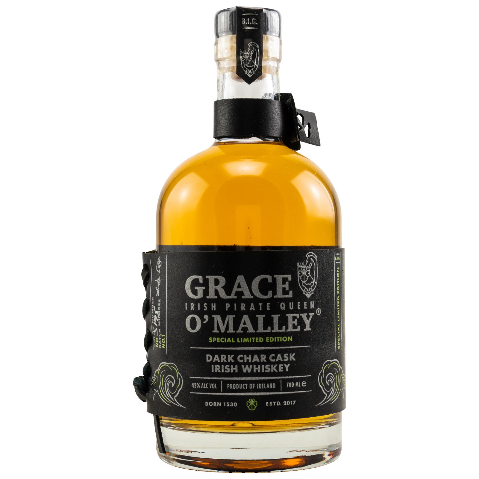 Grace O'Malley Blended Irish Whiskey Dark Char Cask Finish Special Limited Edition