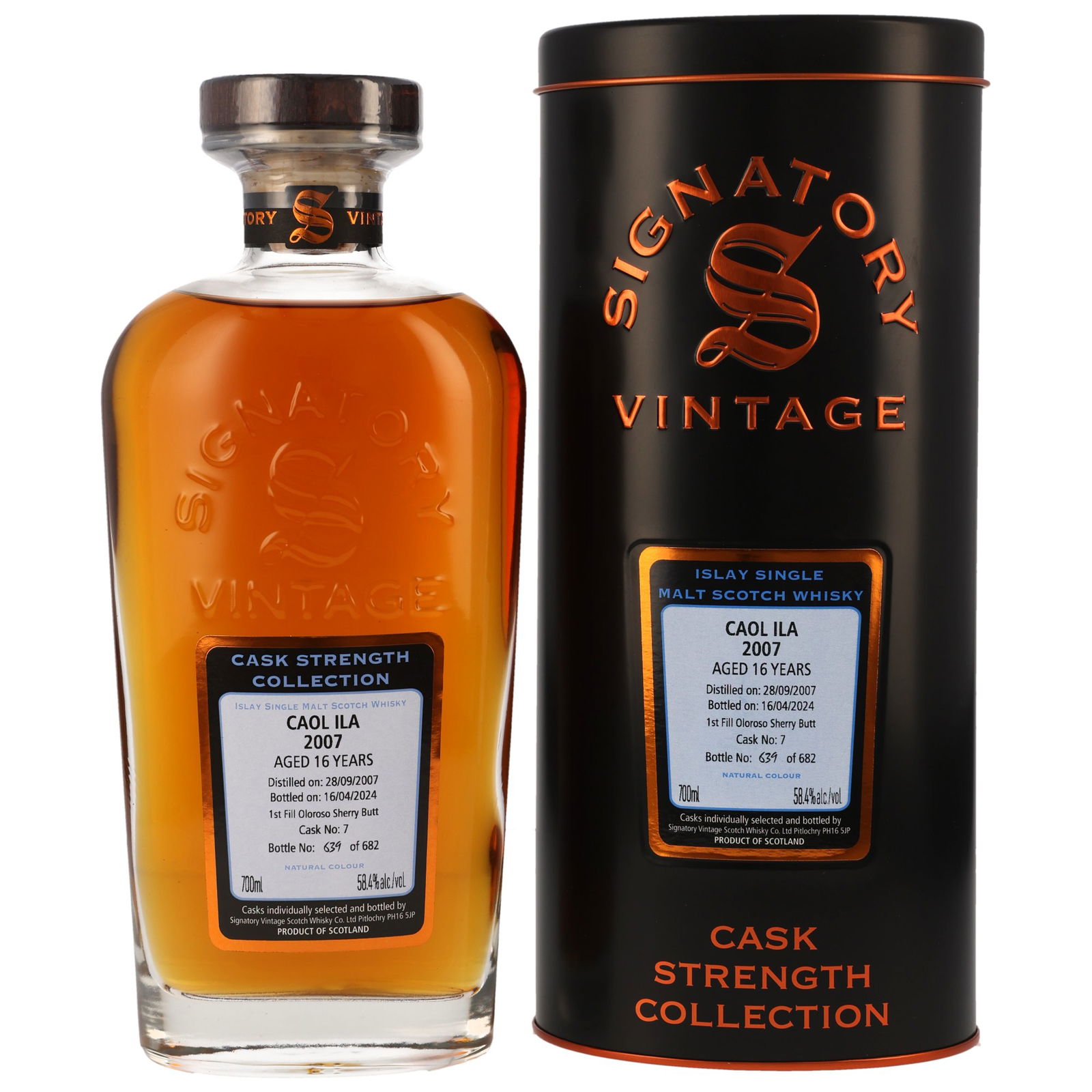 Caol Ila 2007/2024 - 16 ans Single First Fill Oloroso Sherry Butt No. 7 Cask Strength Collection (Signatory)