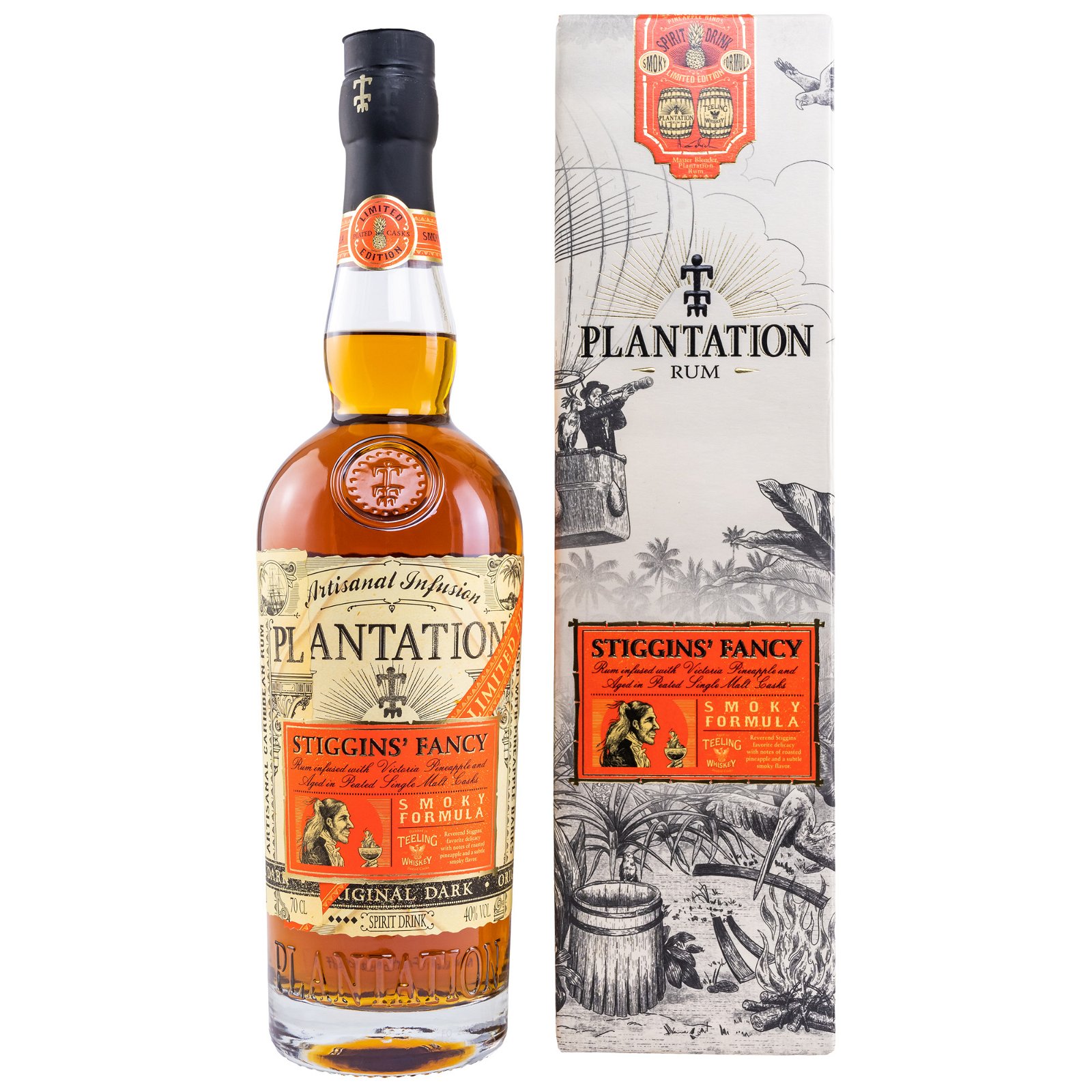 Plantation Pineapple Stiggins` Fancy Smoky Formula Infused Rum Peated Whisky Cask Finish