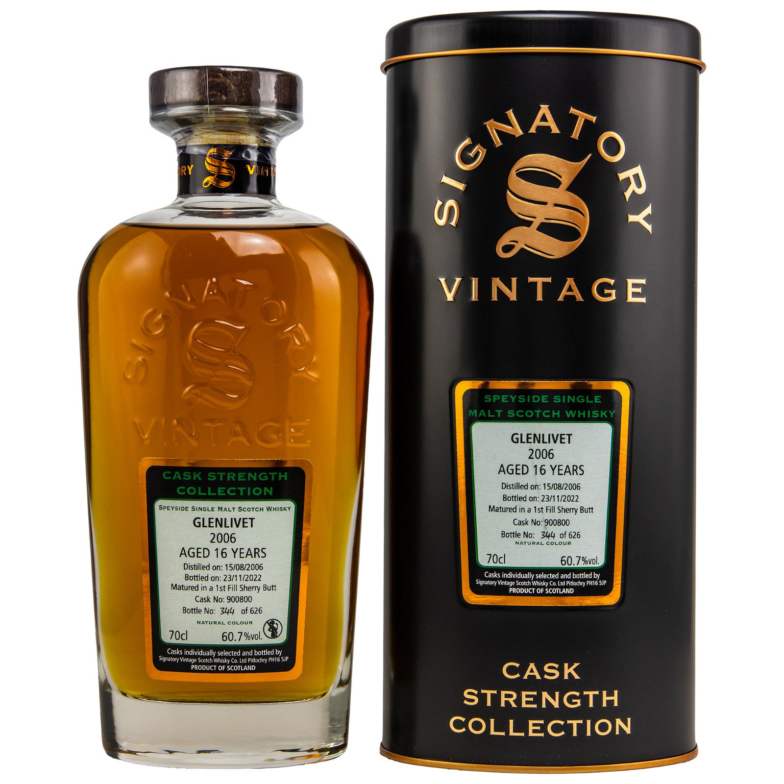 Glenlivet 2006/2022 - 16 Jahre Single First Fill Sherry Butt No. 900800 Cask Strength Collection (Signatory)