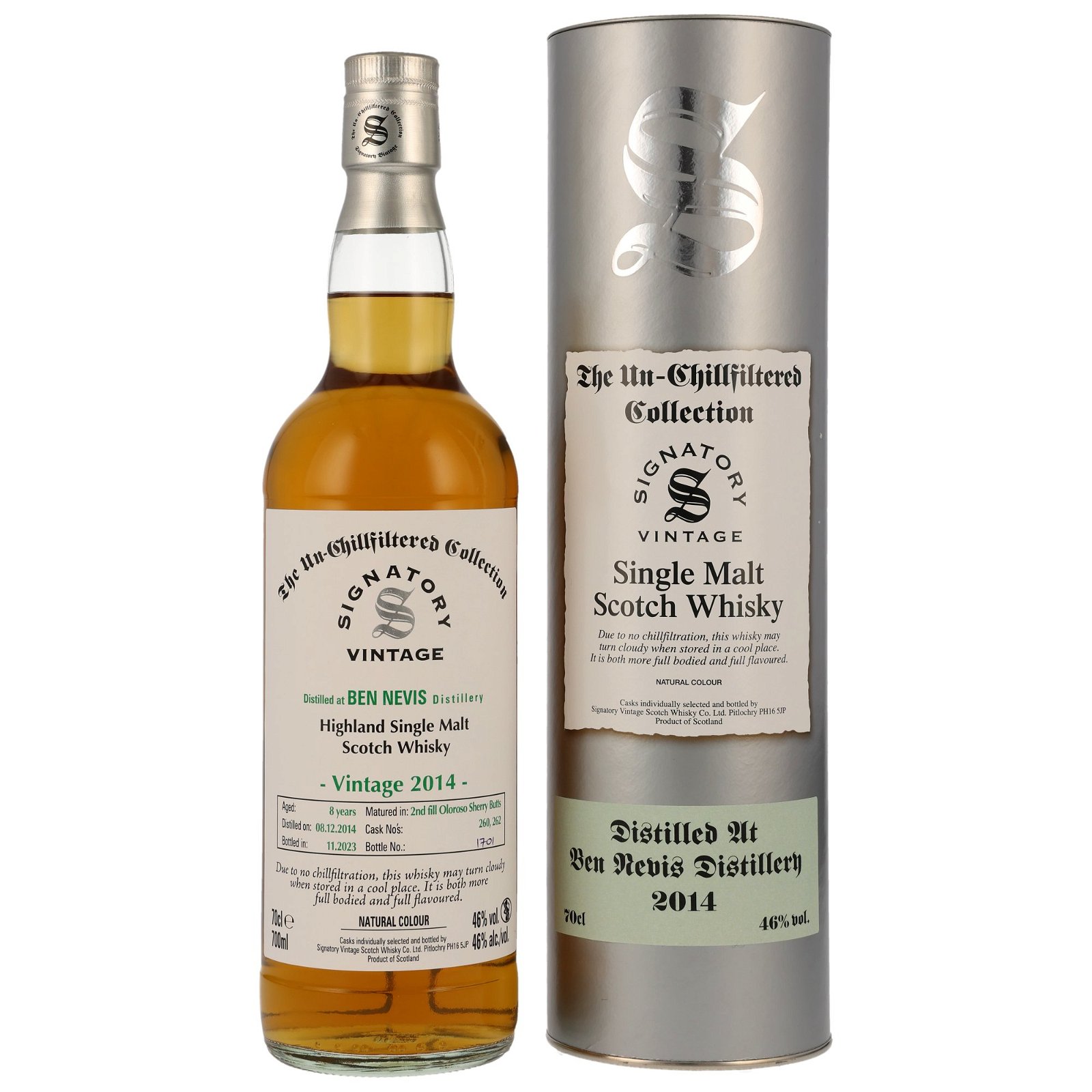 Ben Nevis 2014/2023 - 8 Jahre 2nd fill Oloroso Sherry Butt No. 260+262 The Un-Chillfiltered Collection (Signatory)