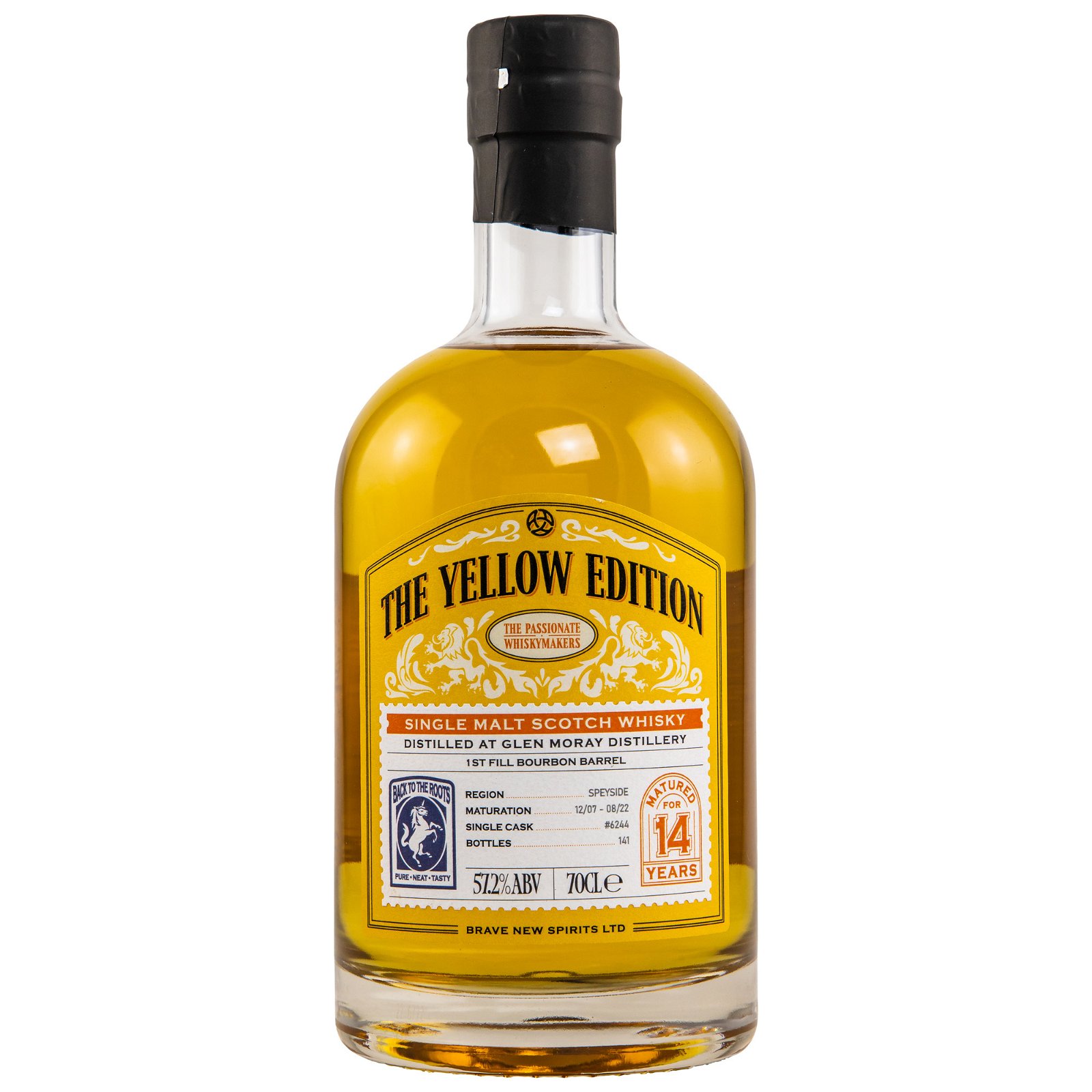 Glen Moray 2007/2022 - 14 Jahre 1st Fill Bourbon Barrel No. 6244 The Yellow Edition (Brave New Spirits)
