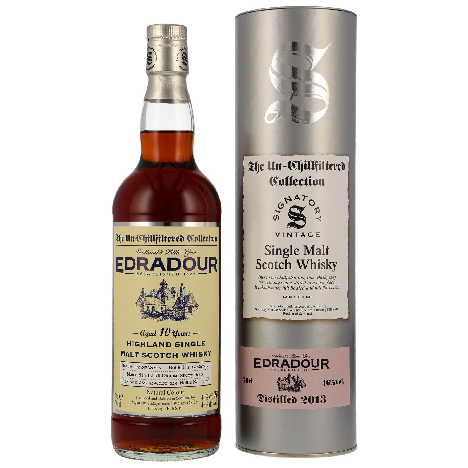 Edradour 2013/2023 - 10 Jahre 1st fill Oloroso Sherry Butts No. 253+254+255+256 The Un-Chillfiltered Collection (Signatory)