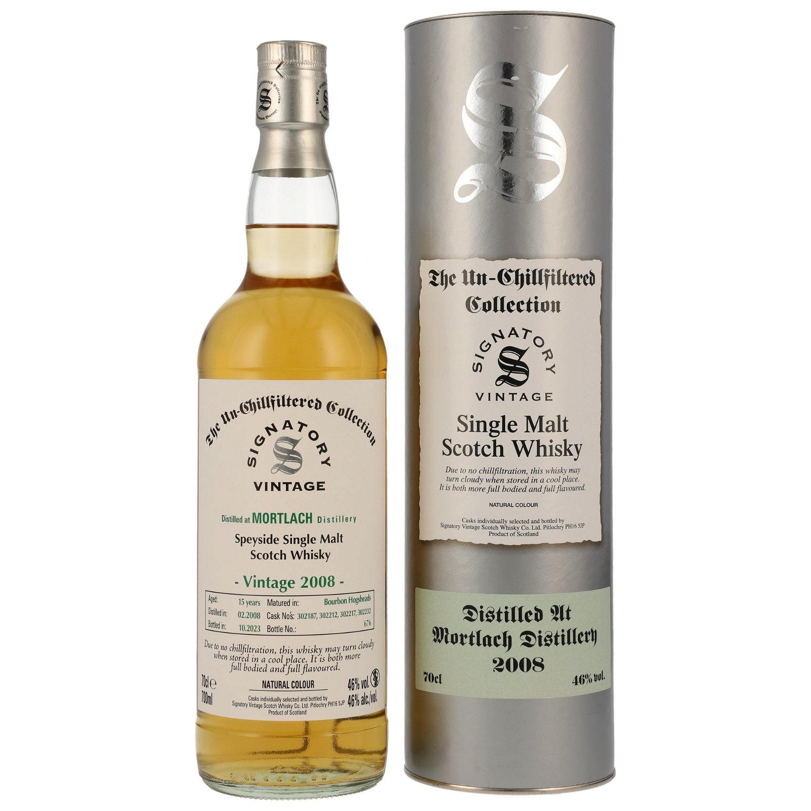 Mortlach 2008/2023 - 15 Jahre Bourbon Hogshead No. 302187+302212+302217+302232 The Un-Chillfiltered Collection (Signatory)