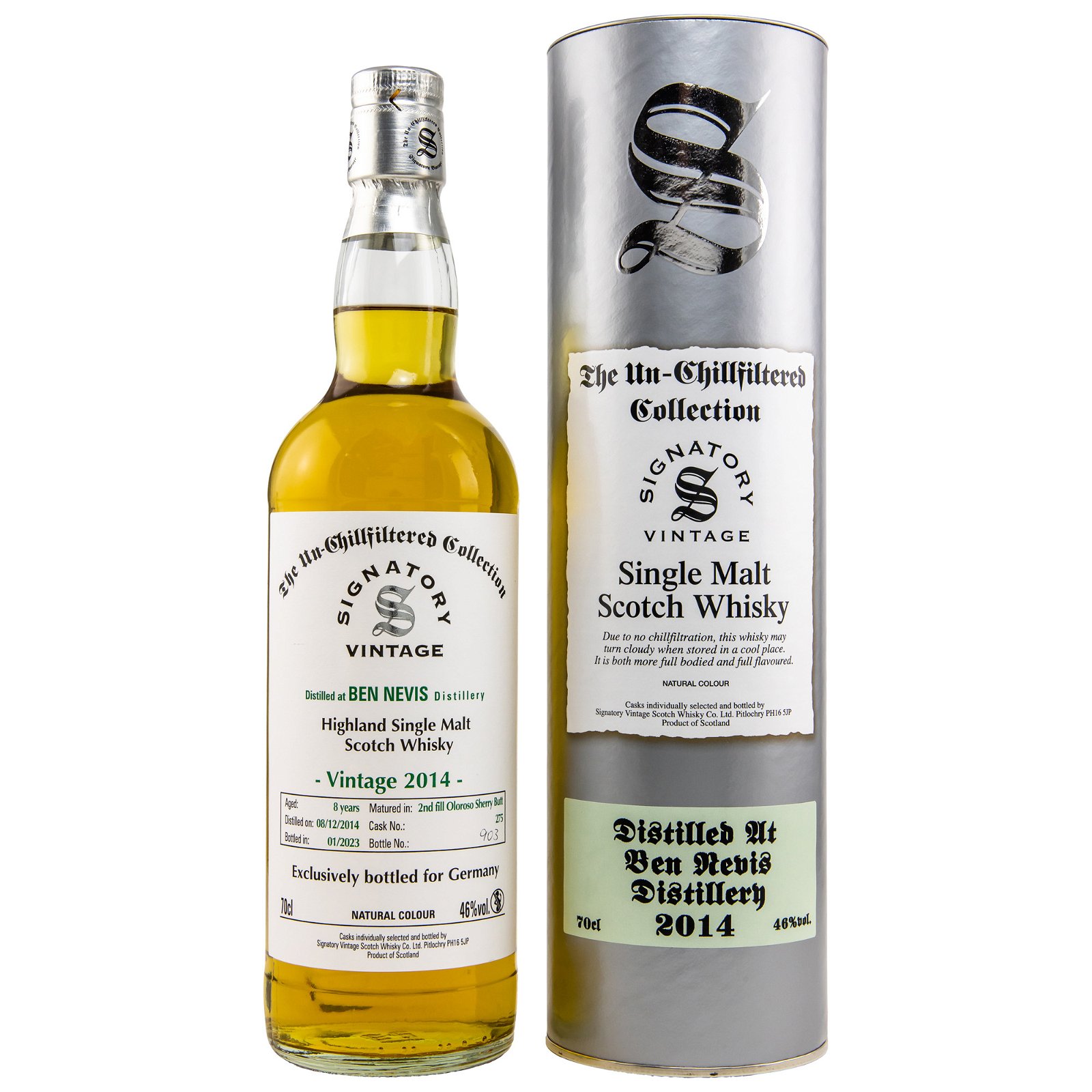 Ben Nevis 2014/2023 - 8 Jahre Oloroso Sherry Butt No. 275 Germany exclusive The Un-Chillfiltered Collection (Signatory)