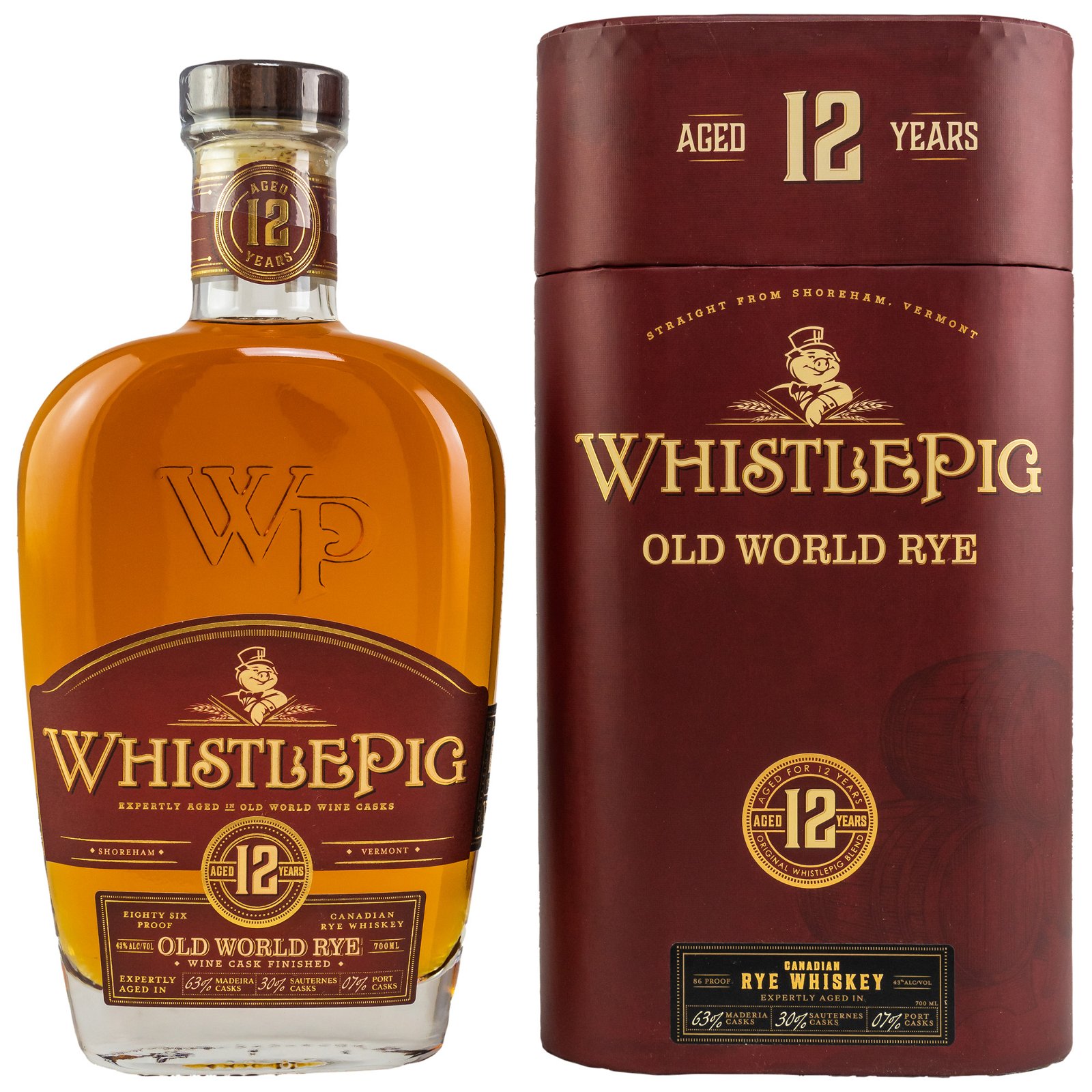 WhistlePig 12 Jahre Old World Rye Whiskey Wine Cask Finish 86 Proof