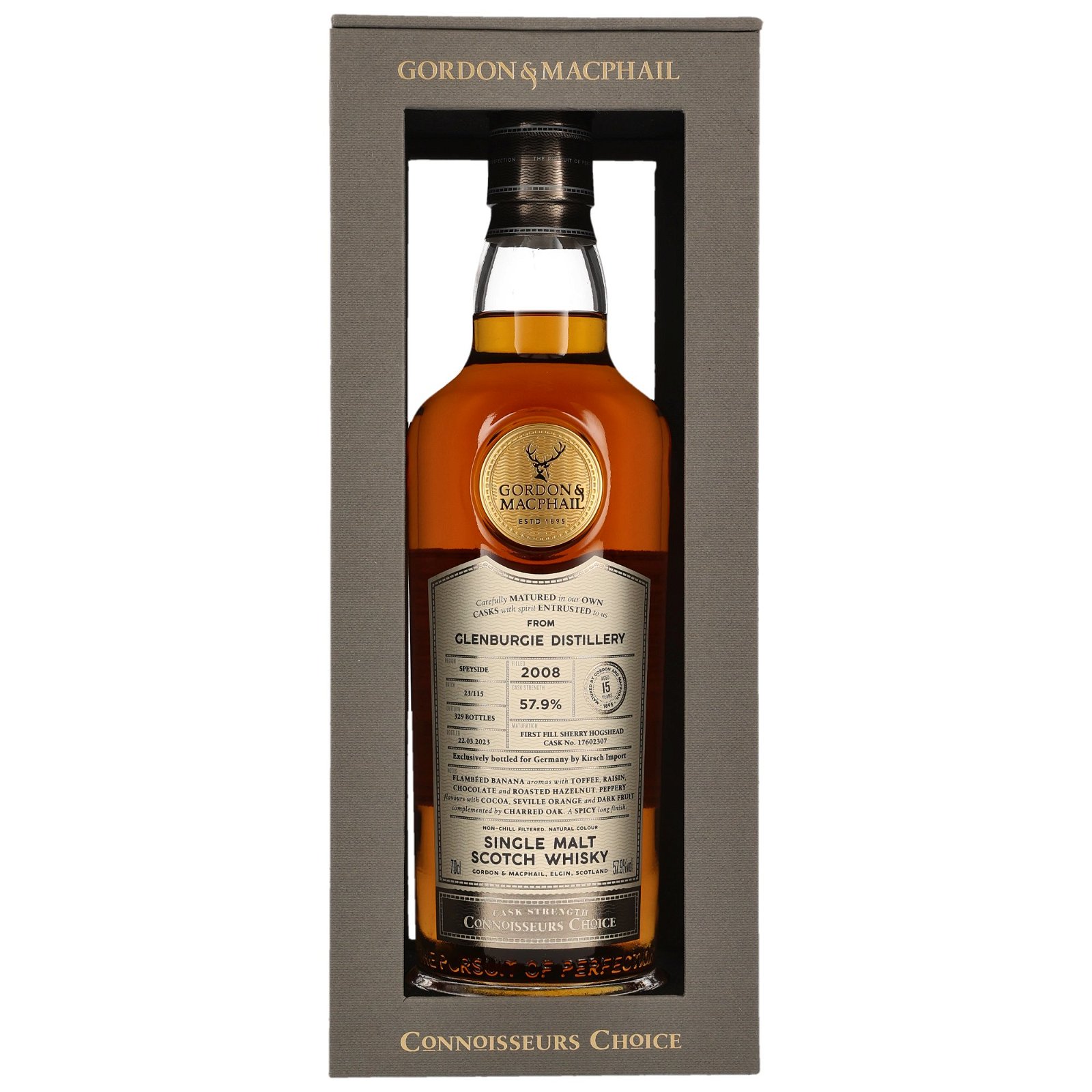 Glenburgie 2008/2023 - 15 Jahre First Fill Sherry Hogshead No. 17602307 Germany exclusive Connoisseurs Choice (Gordon & MacPhail)