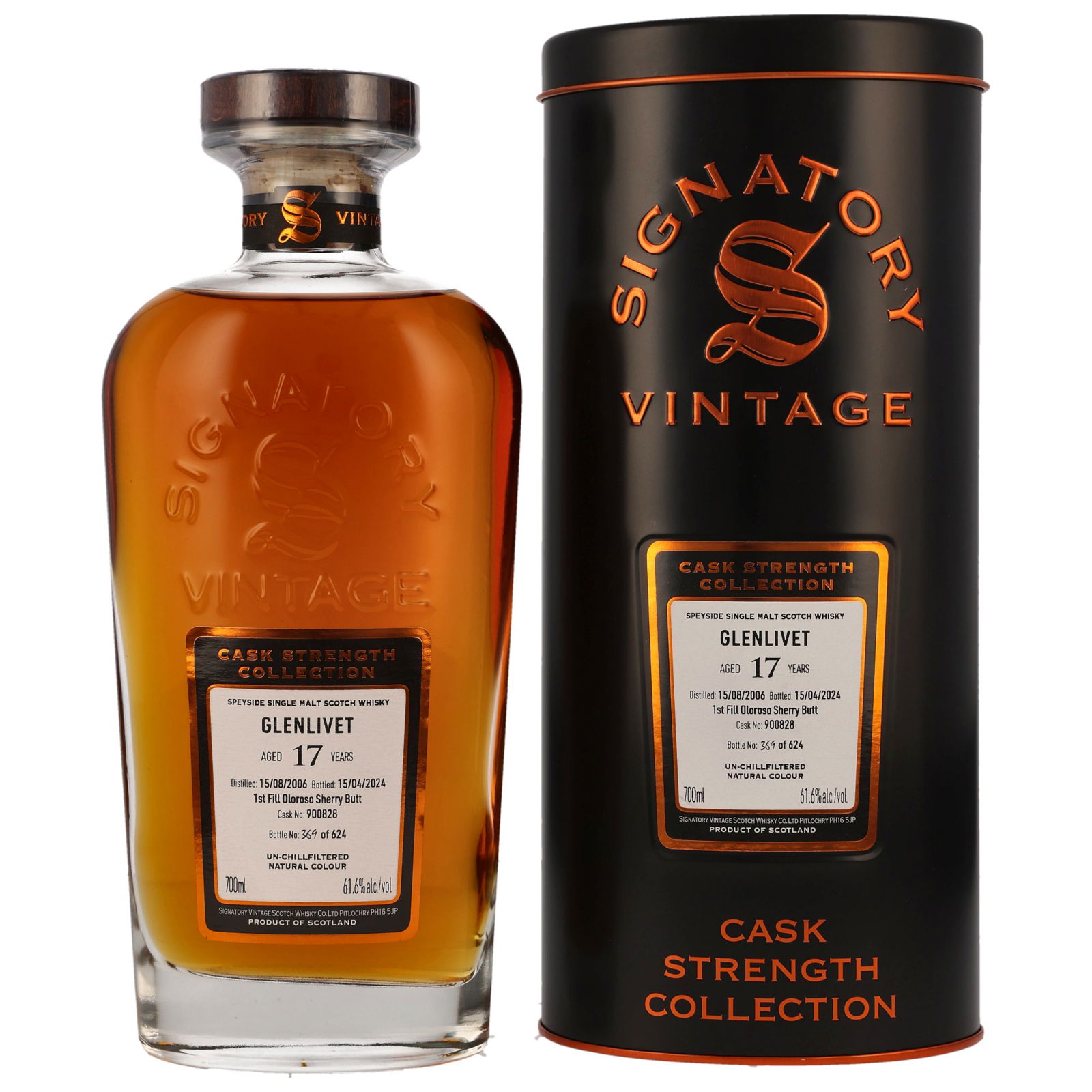 Glenlivet 2006/2024 - 17 Jahre Single First Fill Oloroso Sherry Butt No. 900828 Cask Strength Collection (Signatory)