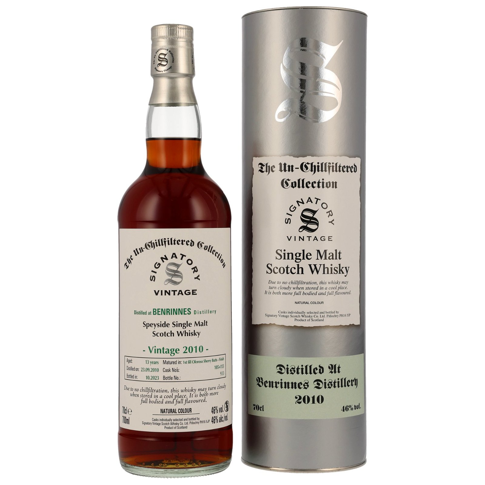 Benrinnes 2010/2023 - 13 Jahre 1st fill Oloroso Sherry Butts Finish No. 105+113 The Un-Chillfiltered Collection (Signatory)